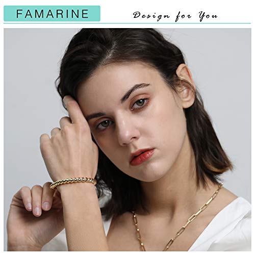 FAMARINE Gold Silver Chunky Bangle Bracelet for Women Men - style: Style K