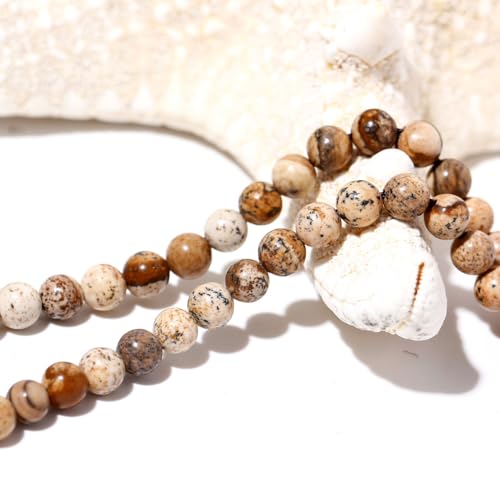 Simple 4mm Gemstones and Crystals Choker Necklace Unisex 16"-18" | Necklaces for Women Men, Adjustable, 40-45 cm Chain Length, Handmade, Spiritual Gemstones, Positive Energy, Daily Wear - style: Picture Jasper