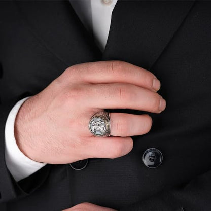 | Personalized Mens Initial Signet Ring, Custom Monogram Silver Signet Ring for Men, Letter Signet Ring Engraved Ring Gift for Husband for Men - color: Same as Image