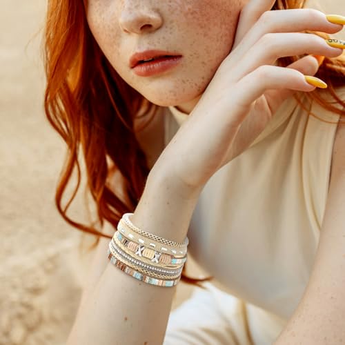 Fesciory Leather Wrap Bracelet for Women, Boho Western Layered Cuff Jewelry | Stackable Bracelets, Easy-On Clasp, Daily Wear, Pairs with Boho Western Outfits, Gift for Women - color: Khaki4