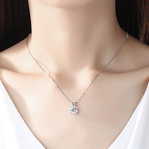 Dainty Solitaire Necklaces Stud Earrings Set For Women,White Gold Plated Simple Prom Jewelry Set Cubic Zirconia Pendant Choker Necklace And Earring Sets Wedding Jewelry For Bridal - color: 4 Prong necklace stud set