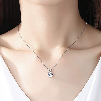 Dainty Solitaire Necklaces Stud Earrings Set For Women,White Gold Plated Simple Prom Jewelry Set Cubic Zirconia Pendant Choker Necklace And Earring Sets Wedding Jewelry For Bridal - color: 4 Prong necklace stud set
