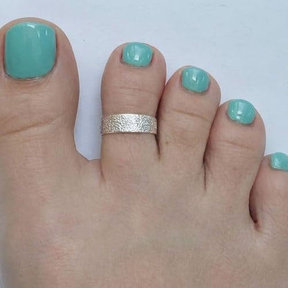 Sterling Silver Toe Ring, Adjustable Open Band, Handmade | Fits Toe, Knuckle or Pinky Ring | One Size Fits Most | Comfortable to Wear | Minimalist Style | Water Resistant - style: Sandblasted Band