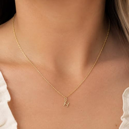Gold Puffed Initial Letter Charm - 10 Karat Gold - 3D Bubble Letter Pendant - style: Letter h