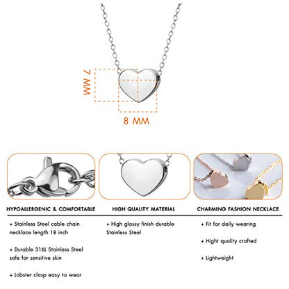 555Jewelry Womens Stainless Steel Love Cute Heart Shape Dainty Pendant Necklace - color: Silver - v2