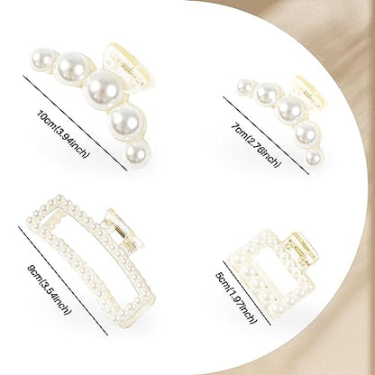 Pearl Hair Accessories for Women - 8PCS Claw Clips for Thick and Thin Hair, Barrettes for Styling and Weddings