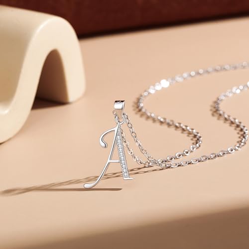 VIKI LYNN Dainty Initial Letter Pendant Necklace for Women | Cubic Zirconia Initial Jewelry, Personalized Letter Necklace, Dainty Women Jewelry, Birthday Gift Idea for Her, Mom and Wife - color: Silver, style: Silver-A