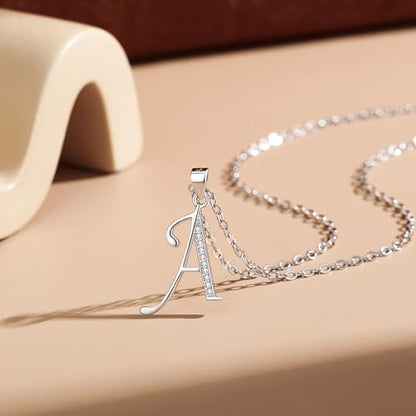 VIKI LYNN Dainty Initial Letter Pendant Necklace for Women | Cubic Zirconia Initial Jewelry, Personalized Letter Necklace, Dainty Women Jewelry, Birthday Gift Idea for Her, Mom and Wife - color: Silver, style: Silver-A