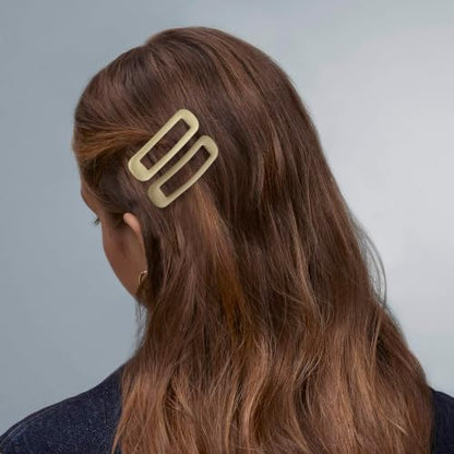 20 PCS Small Rectangle Hair Barrettes For Women Non Slips Snap Clips For Thin Fine Hair,Matte Brown Green Yellow,1.97 x 0.55Inch - color: Matte Brown Green Yellow