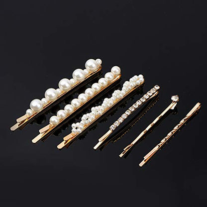 20Pcs Elegant Hair Barrettes Golden Metal Hair Clip Pearl Hair Pins | Alloy gold-plated imitation pearl hair accessories, gentle on hair. Hair barrettes Ideal for weddings, dances, and daily