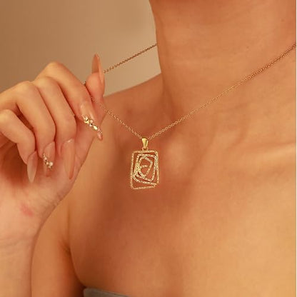 2 PCs Gold Plated Necklace Set for Women - Non Tarnish Jewelry Gift with Fashion Design - style: Geometric Swirl Large