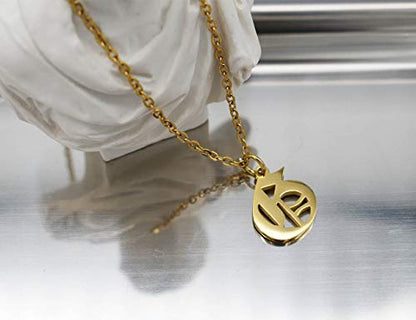 Women's Old English Initial Necklace 18K Gold Plated Stainless Steel Letter Pendant Gift - style: G