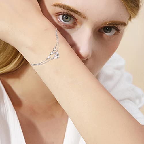 925 Sterling Silver Bohemia Hawaiian Beach Mermaid Floral Bracelet Birthday Graduation Gifts for Women with Gifts Box - style: 25-Star Moon