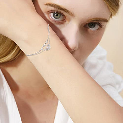 925 Sterling Silver Bohemia Hawaiian Beach Mermaid Floral Bracelet Birthday Graduation Gifts for Women with Gifts Box - style: 25-Star Moon