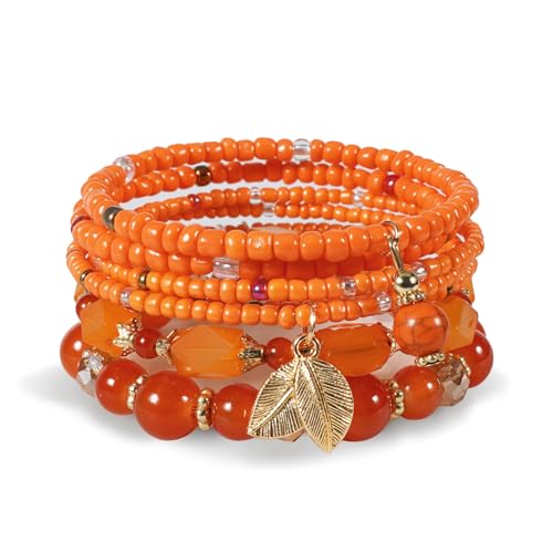Boho Wooden Beads Bracelets Bohemian Bracelet Stack for Men Women Wood Beaded Bracelet Set - color: L