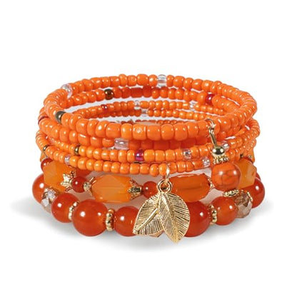 Boho Wooden Beads Bracelets Bohemian Bracelet Stack for Men Women Wood Beaded Bracelet Set - color: L