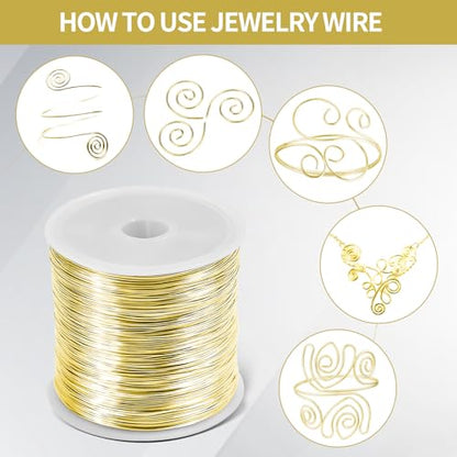 26 Gauge Tarnish Resistant Copper Wire 328ft for Jewelry Wire（Gold） | (0.4mm X 100m) durable craft copper wire, ideal for handmade ornaments design and various DIY handcraft projects - color: Gold
