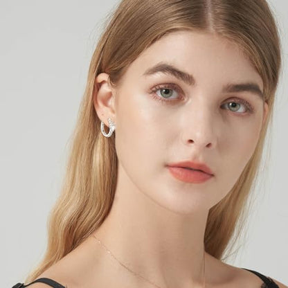 JSGEMSLEE Hypoallergenic Cubic Zirconia Hoop Earrings for Women 925 Sterling Silver Huggie Hoops Earrings CZ Earrings Jewelry Gifts - color: Heart CZ Hoop