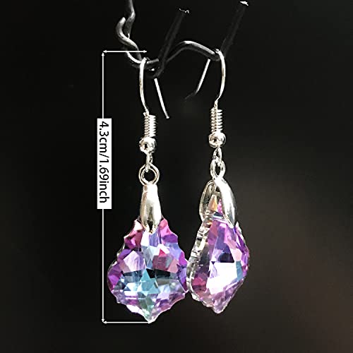 Unique Sparkly Multi-color Crystal Teardrop Dangle Drop Earrings Rainbow Crystal Geometry Earrings for Women Statement Chic Charm Jewelry Gifts - color: Purple