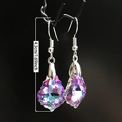 Unique Sparkly Multi-color Crystal Teardrop Dangle Drop Earrings Rainbow Crystal Geometry Earrings for Women Statement Chic Charm Jewelry Gifts - color: Purple