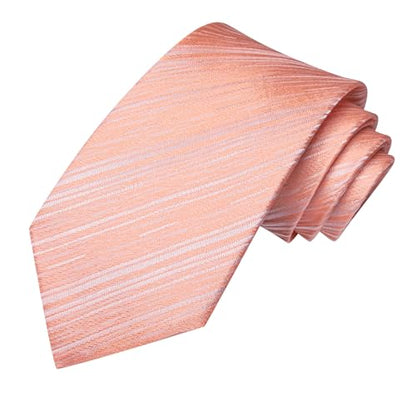 Hi-Tie Men's Silk Ties Formal Woven Classic Necktie Pocket Square Cufflinks Lapel Pin Set Wedding Business - color: A Pink