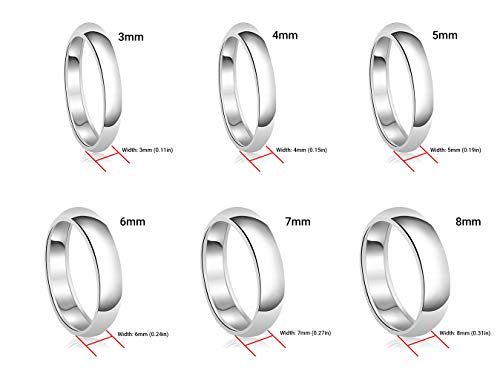 Sterling Silver Plain Dome Wedding Band for Men and Women, Made In USA - Custom Text Personalized Ring, 3mm to 8mm Width, Size 4-13 - color: Silver, size: 8, style: 3 MM Width (Blank)