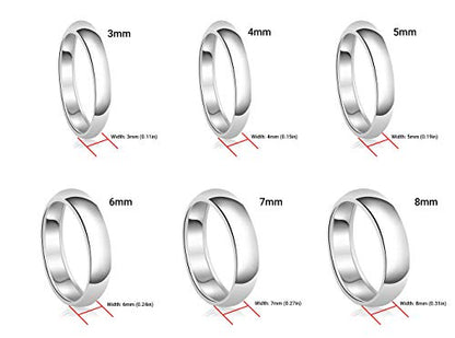 Sterling Silver Plain Dome Wedding Band for Men and Women, Made In USA - Custom Text Personalized Ring, 3mm to 8mm Width, Size 4-13 - color: Silver, size: 5, style: 4 MM Width (Blank)