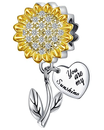 Sunflower Charm Fit for Pandora Charms Bracelet and Necklace You Are My Sunshine Charm Gifts for Women - style: Sunflower charms