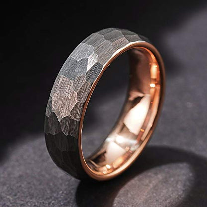 THREE KEYS JEWELRY Tungsten Wedding Band for Men Women Silver Polished | 1mm, 2mm, 4mm, 6mm, 8mm, Engagement Gift, Silver, Polished - color: Grey&Rose Gold 6mm