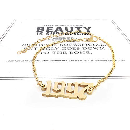 CSIYANJRY99 Birth Year Ankle Bracelets for Women14K Gold Plated Birth Year Number Anklets Adjustable Chain Beach Foot Ankle Bracelets for Women Birthday - style: 1997