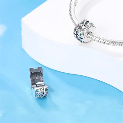 925 Sterling Silver Stopper Clip Charms for Bracelet Necklace Spacer Beads with 5A Cubic Zirconia Mother's Day Christmas DIY Gift for Women(2PCS) - style: Colorful double-ring retaining clip