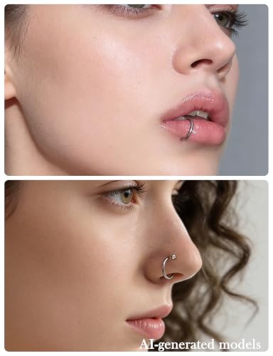 20G-2G Hinged Clicker Septum Nose Rings Hoops 316L Surgical Steel Segment Septum Lip Nipple Ring Cartilage Tragus Helix Sleeper Earrings Piercing Jewelry for Women Men 6mm-19mm - style: 16G(1.2mm)-Dia:8mm