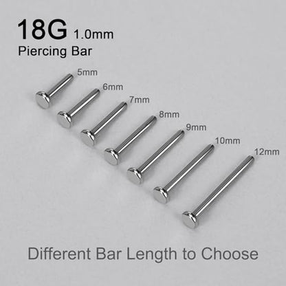 Threadless Bar G23 Titanium 20G 16G 18G Replacement Post Bar Flat Back Stud Earrings for Helix Cartilage Lobe Medusa Labret Nose Tragus Conch Piercing Jewelry - size: 18g 7mm, style: Disc 2.5mm,2Pcs Threadless Bars