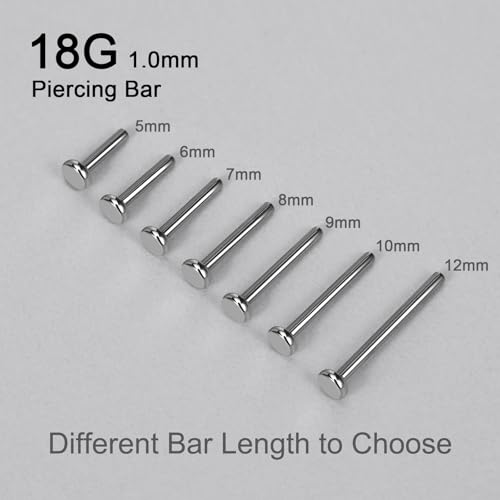 Threadless Bar G23 Titanium 20G 16G 18G Replacement Post Bar Flat Back Stud Earrings for Helix Cartilage Lobe Medusa Labret Nose Tragus Conch Piercing Jewelry - size: 18g 6mm, style: Disc 2.5mm,2Pcs Threadless Bars
