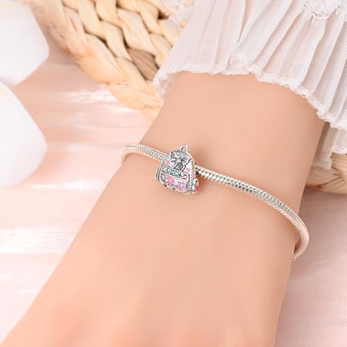 LNQOBU 925 Sterling Silver Charms for Bracelets Necklaces,5A Cubic Zirconias Evil Eye Dangle Beads Charms Jewelry Gift for Women (With one Spacer Beads Charms) - style: Adventure Backpack Beads