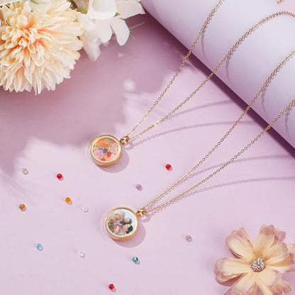 UNICRAFTALE Memory Locket Pendants with Necklace Stainless Steel Floating Locket Pendants Glass Photo Frame Pendant for Christmas Jewelry Making - color: Gold