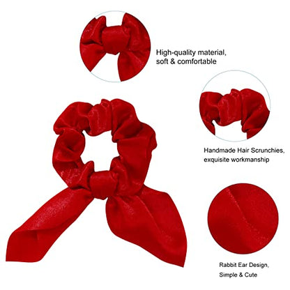 Ondder Hair Scrunchies Set - 15 Pcs Cute Bow Scrunchies, Elastic Hair Ties & Ponytail Holders for Women, Girls & Kids - Red - color: Red