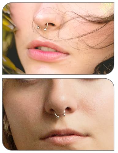 Oufksiyy 16g Septum Rings Internally Threaded Surgical Steel Septum Jewelry Lip Rings Hoop Labret Jewelry Horseshoe Earrings Daith Piercing Jewelry for Women Men 6mm 8mm 10mm 12mm Silver Gold Black - color: Black Septum Piercing jewelry 16G