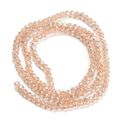 1110pcs Faceted Rondelle Glass Seed Beads 3x2mm Mini Crystal Loose Spacer Beads for DIY Friendship Bracelet Necklace Beading Craft Jewelry Making Ornament, Pink - color: Pink