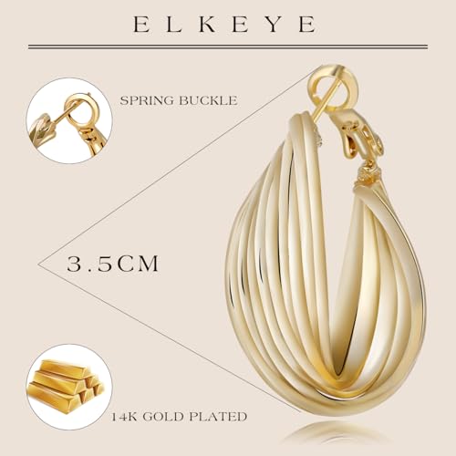 Golden Hoop Earrings For Women The Twisted Close-Fitting Hoop Shape Is Crafted With Gold-Plated Material And S925 Silver Pins Light Luxury Elegant Unique And Minimalist Style - color: GEE4006-Gold