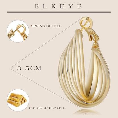 Golden Hoop Earrings For Women The Twisted Close-Fitting Hoop Shape Is Crafted With Gold-Plated Material And S925 Silver Pins Light Luxury Elegant Unique And Minimalist Style - color: GEE4006-Gold