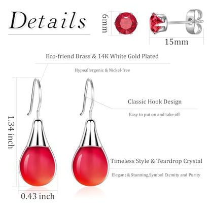 Ritach Teardrop Earrings for Women Trendy Sterling Silver Hypoallergenic Crystal Dangle Drop Earrings Set for Jewelry - color: B-6pairs