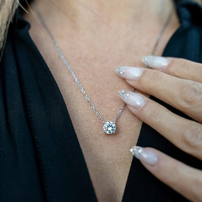 SERASAR Solitaire Necklace Women Cubic Zirconia Crystal Silver Jewelry CZ - color: Silver, style: Zirconia