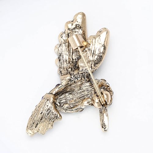 Enamel Bird Brooch for Women Rhinestones Owl/Hummingbird/Eagle/Toucan Lapel Pin Cute Bird Brooches Jewelry Gifts for Mom Wife - color: Green-Hummingbird