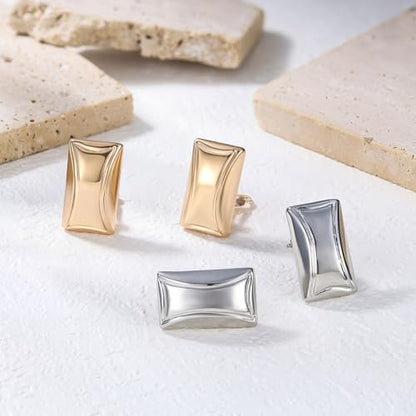 FANZE 2 Pairs Matte Gold Sliver Clip on Earrings for Women No Piercing | No Piercing Button Earring Comfortable Fashion Jewelry Gift - color: Set-9