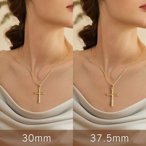 Cross Necklace for Women Gold Cross Necklaces for Women | Cross Chain 14K Gold Cross Necklace for Women Beauty Gold Faith Pendant Necklaces for Women Cross Necklaces 20/25mm - size: 30MM