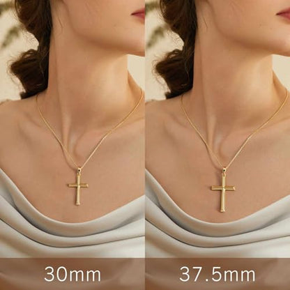 Cross Necklace for Women Gold Cross Necklaces for Women | Cross Chain 14K Gold Cross Necklace for Women Beauty Gold Faith Pendant Necklaces for Women Cross Necklaces 20/25mm - size: 30MM