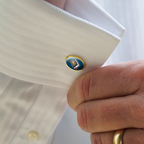 GRAPHICS & MORE Bible with Cross Christian Religious Round Cufflink Set Gold Color