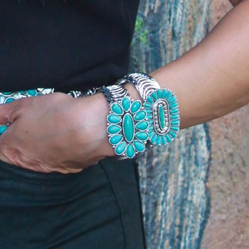 Montana West Rustic Couture's Bohemian Turquoise Cuff Bangle Bracelets for Women Cowgirl - color: Angel Turquoise