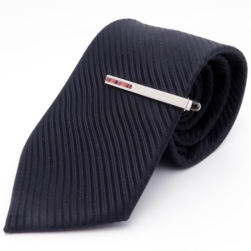 Men Crystal Tie Clip Tie Bar for Regular Necktie Silver In Gift Case | Purple/Blue/Red/Black/White Crystal Tie Pin for Men Business Anniversary Wedding Party Office Formal Daily Occasions Suit - style: Red Crystal